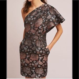 Anthropologie Rose One-Shoulder Dress